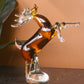 Majestic Crystal Sculpture Rearing Reindeer Statue Home Decor Accent - Orange