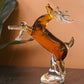 Majestic Crystal Sculpture Rearing Reindeer Statue Home Decor Accent - Orange