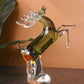 Majestic Crystal Sculpture Reindeer Statue Home Decor Accent - Green