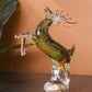 Majestic Crystal Sculpture Reindeer Statue Home Decor Accent - Green