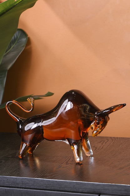 Majestic Charging Bull Statue Crystal Sculpture