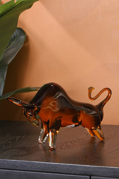 Majestic Charging Bull Statue Crystal Sculpture