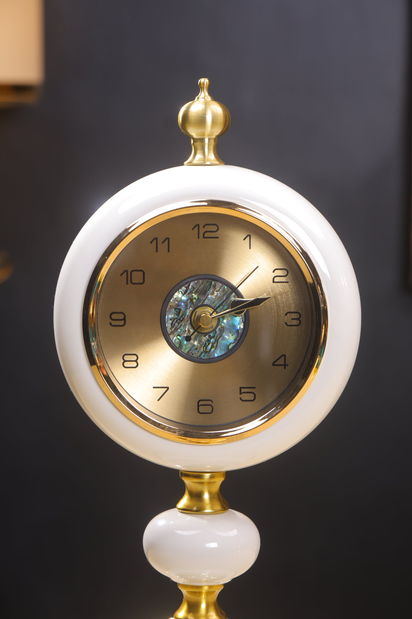 Elegant Mother of Pearl dial Table Clock with Candlestands