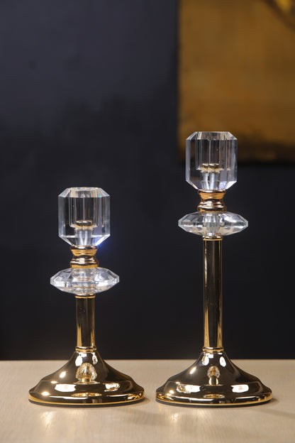 Stylish Golden Mirror Candle Stand for Table Settings