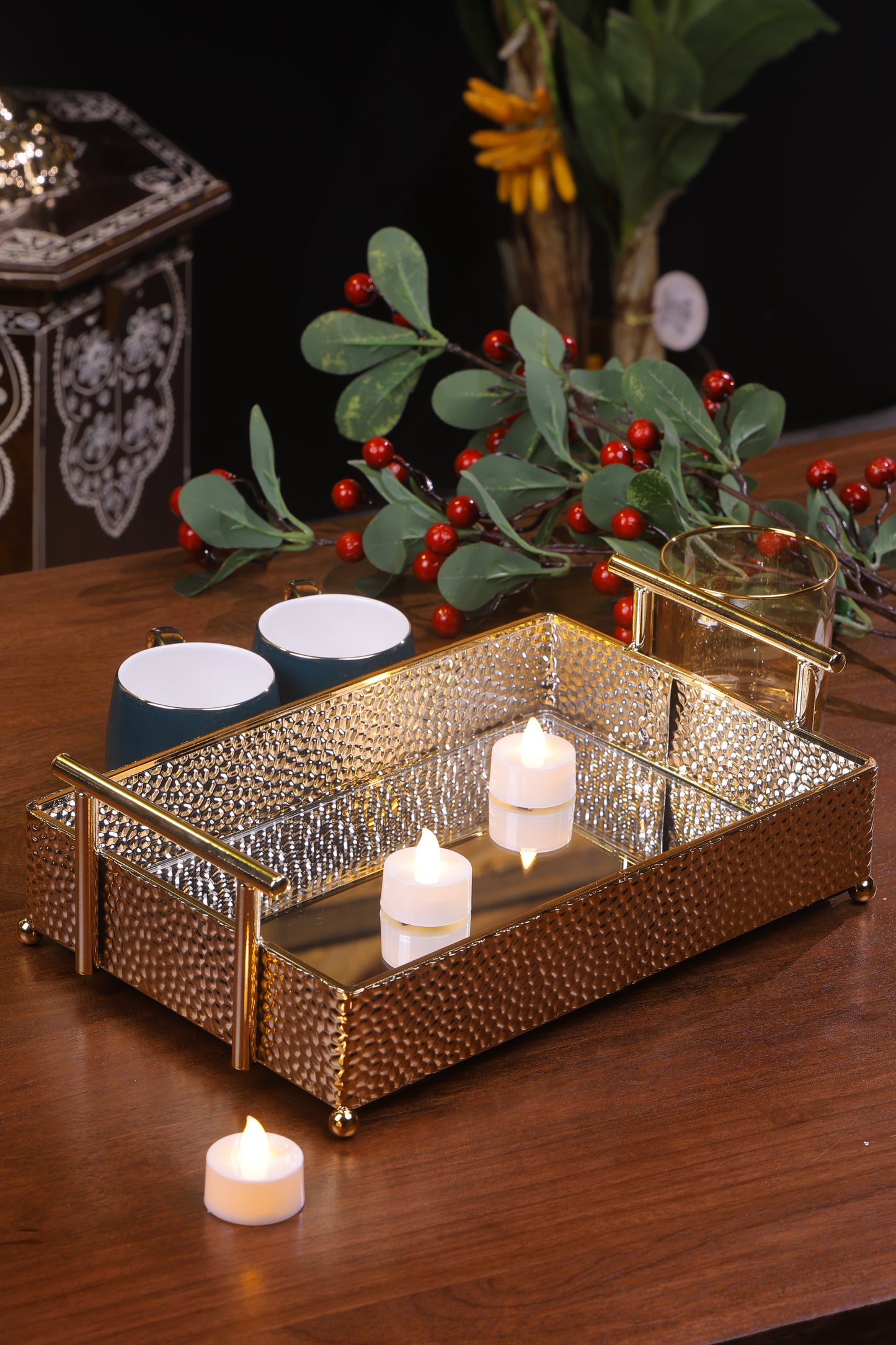 Gold Mirrored Tray for Decorative Accents